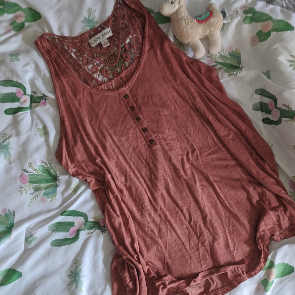Dusty Rose tank with lace back